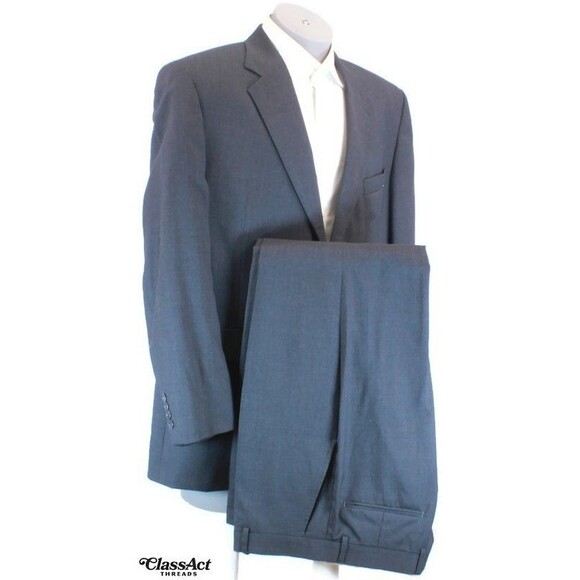 Stafford Other - Stafford 2 Piece Suit Mens Gray Wool 2 Btn 46R Flat Fronts 35" Waist
